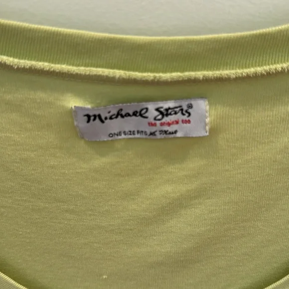 Women's OS Scoop neck 100% cotton Michael Stars Light Green knit Top - Picture 2 of 5